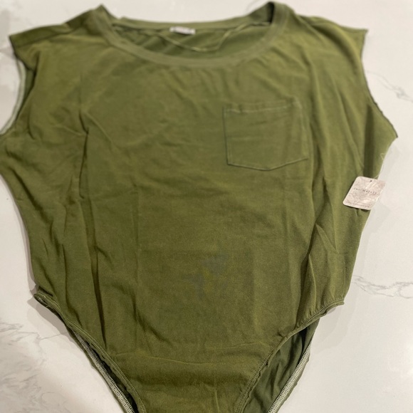 Free People Road Trip Bodysuit Top Verde Green NWT - Picture 3 of 8